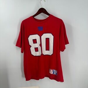 Vintage New York Giants Victor Cruz #80 NFL Team Mens Red Graphic T-Shirt XL